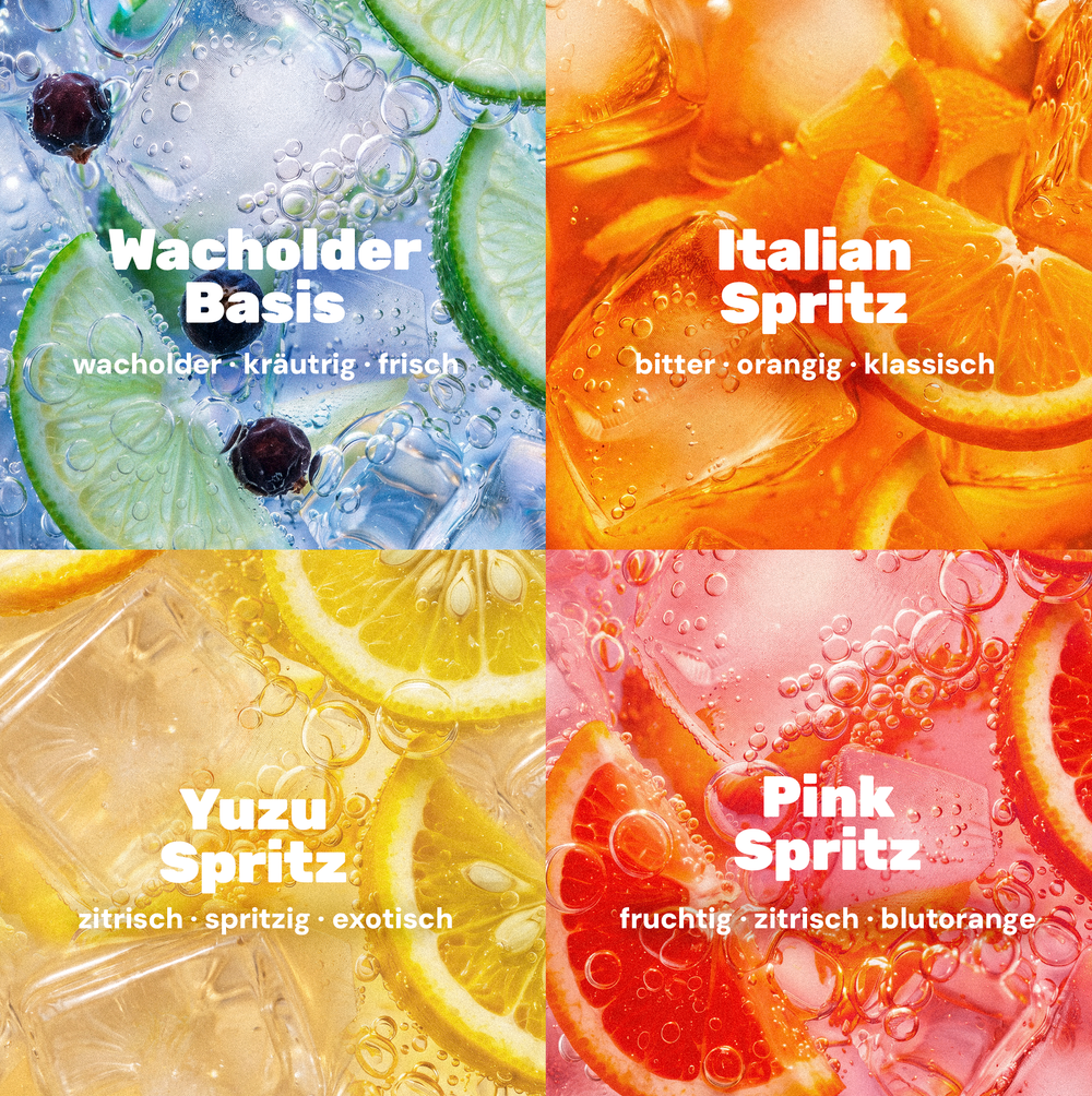 nüchtern Wochenend Paket Alkoholfrei - 40 Drinks (Wacholder Basis, Italian, Yuzu und Pink Spritz)