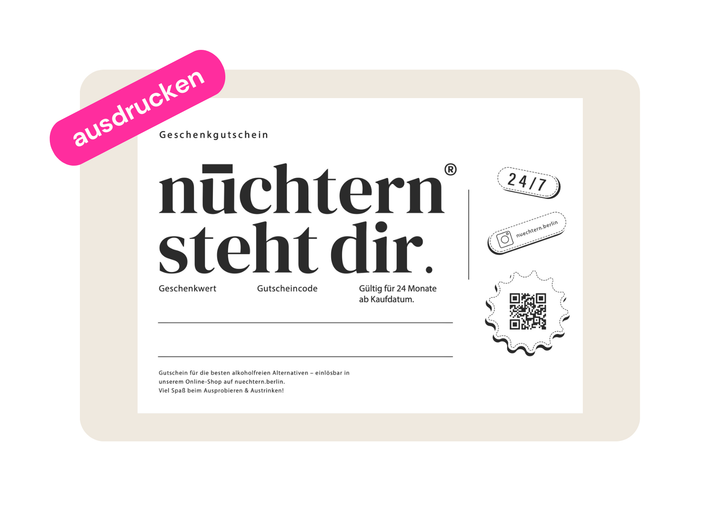 nüchtern Geschenkgutschein sofort per Mail