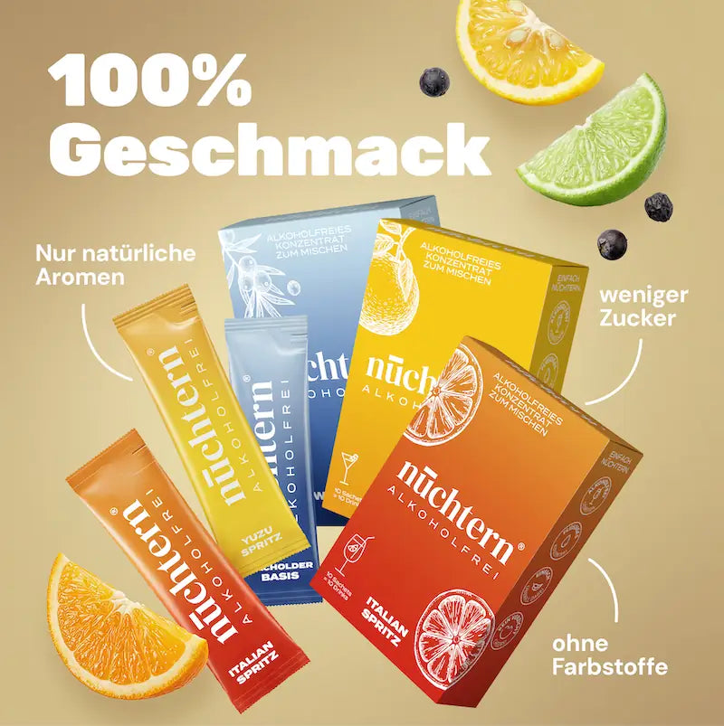 nüchtern 3er Bundle mit Italian Spritz, Yuzu Spritz und Wacholder Basis: natürliche Aromen, weniger Zucker, ohne Farbstoffe