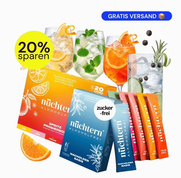 nüchtern Alkoholfrei Bundle: Mixed Box + Wacholder Basis – 30 Drinks für deinen Aperitivo