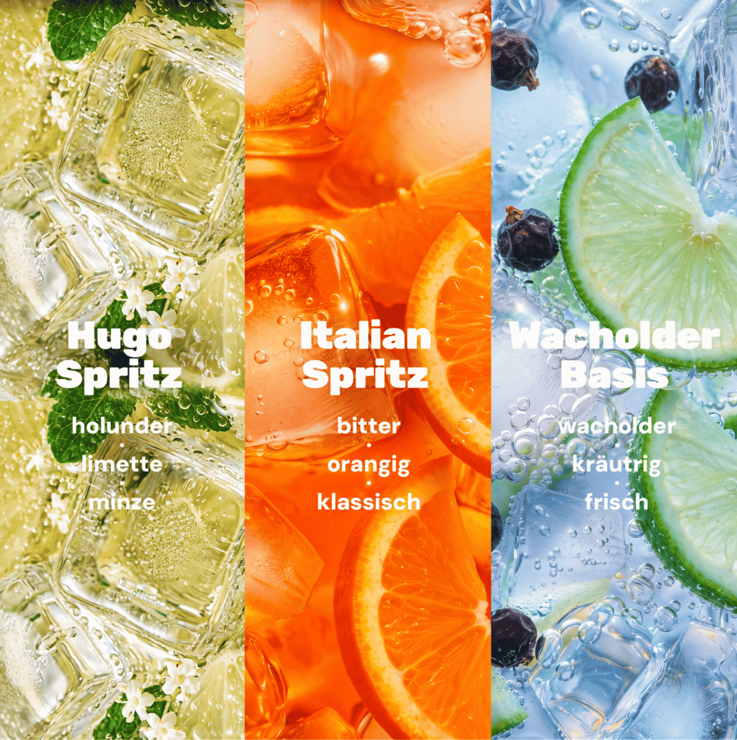 nüchtern Selection Paket Alkoholfrei – 30 Drinks (Wacholder Basis, Italian und Hugo Spritz)