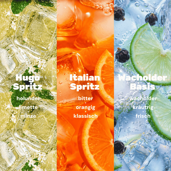 nüchtern Selection Paket Alkoholfrei – 30 Drinks (Wacholder Basis, Italian und Hugo Spritz)