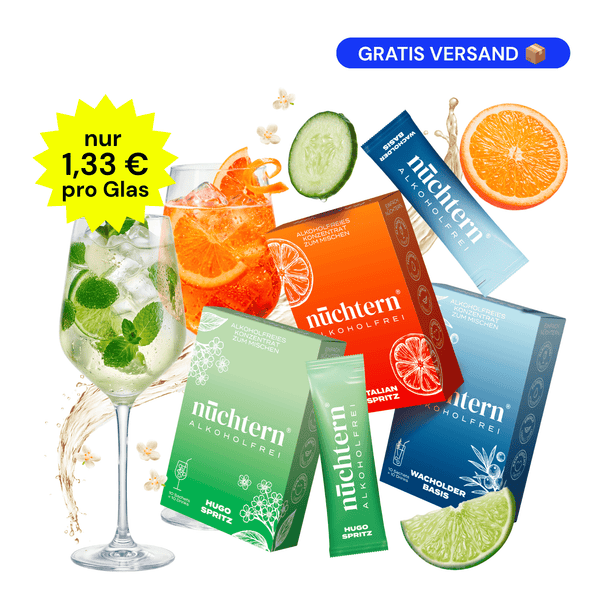 nüchtern Selection Paket Alkoholfrei – 30 Drinks (Wacholder Basis, Italian und Hugo Spritz)