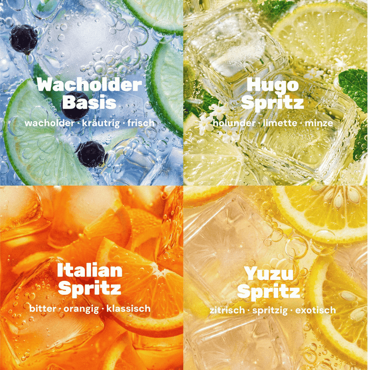 nüchtern Signature Paket Alkoholfrei – 40 Drinks (Wacholder Basis, Italian, Hugo, und Yuzu Spritz)
