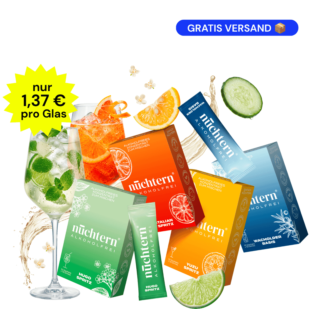nüchtern Signature Paket Alkoholfrei – 40 Drinks (Wacholder Basis, Italian, Hugo, und Yuzu Spritz) Neukundenangebot