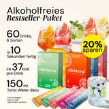 nüchtern Allrounder Paket Alkoholfrei – 60 Drinks (Wacholder Basis, Italian, Hugo, Yuzu, Pink und Sun Spritz)