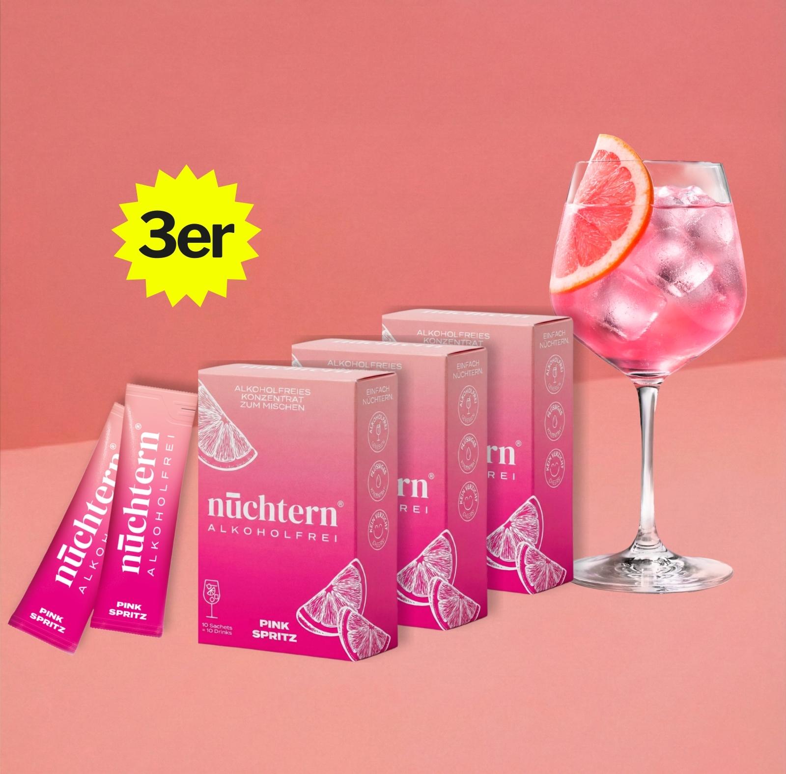 nüchtern Pink Spritz Alkoholfrei – 3er‑Paket (30 Drinks für deinen Aperitivo)