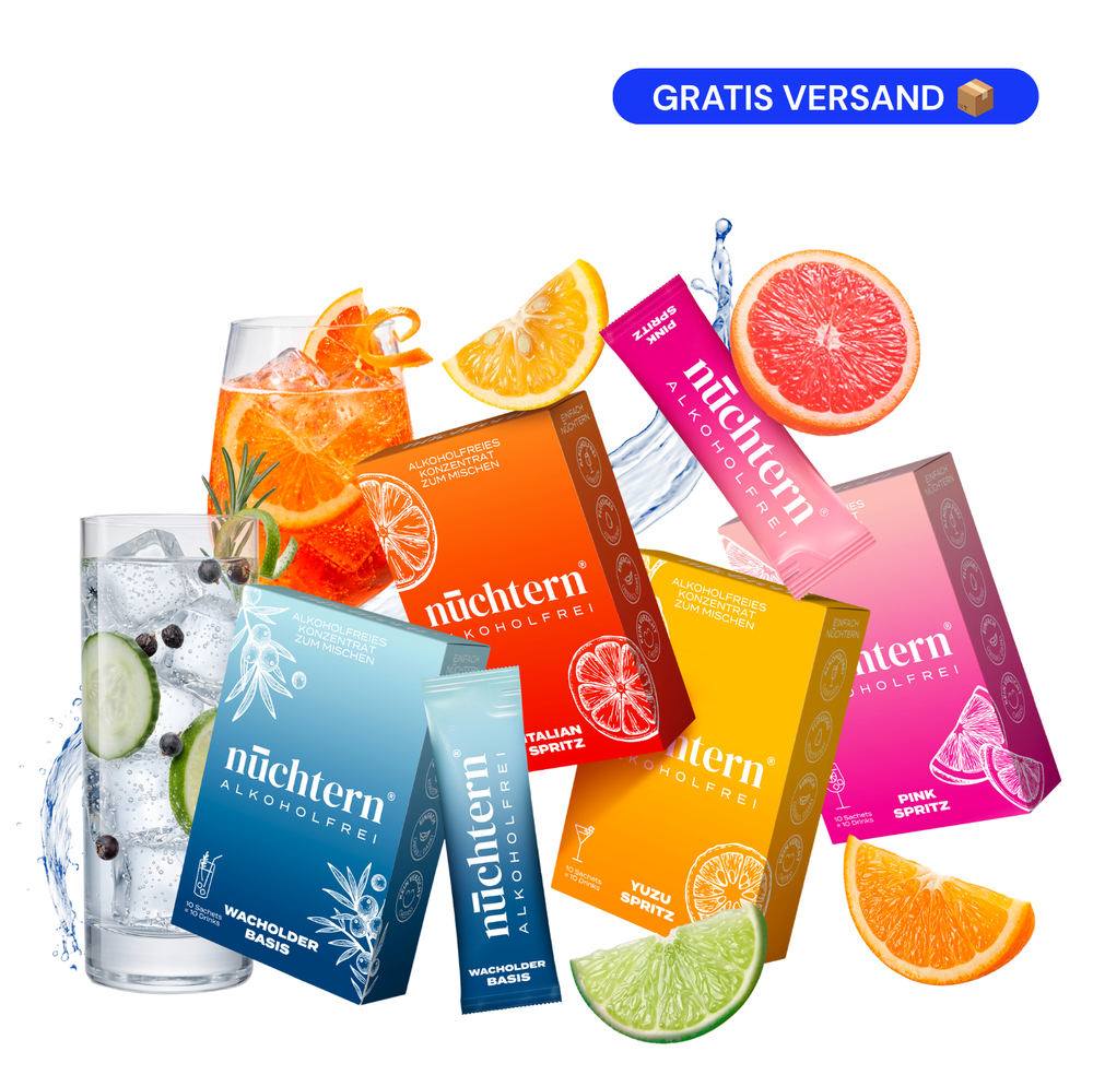 nüchtern Wochenend Paket Alkoholfrei - 40 Drinks (Wacholder Basis, Italian, Yuzu und Pink Spritz)