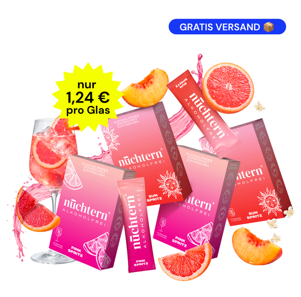 nüchtern Spritz Aperitivo Set Alkoholfrei – 40 Drinks (20 Sun Spritz + 20 Pink Spritz)