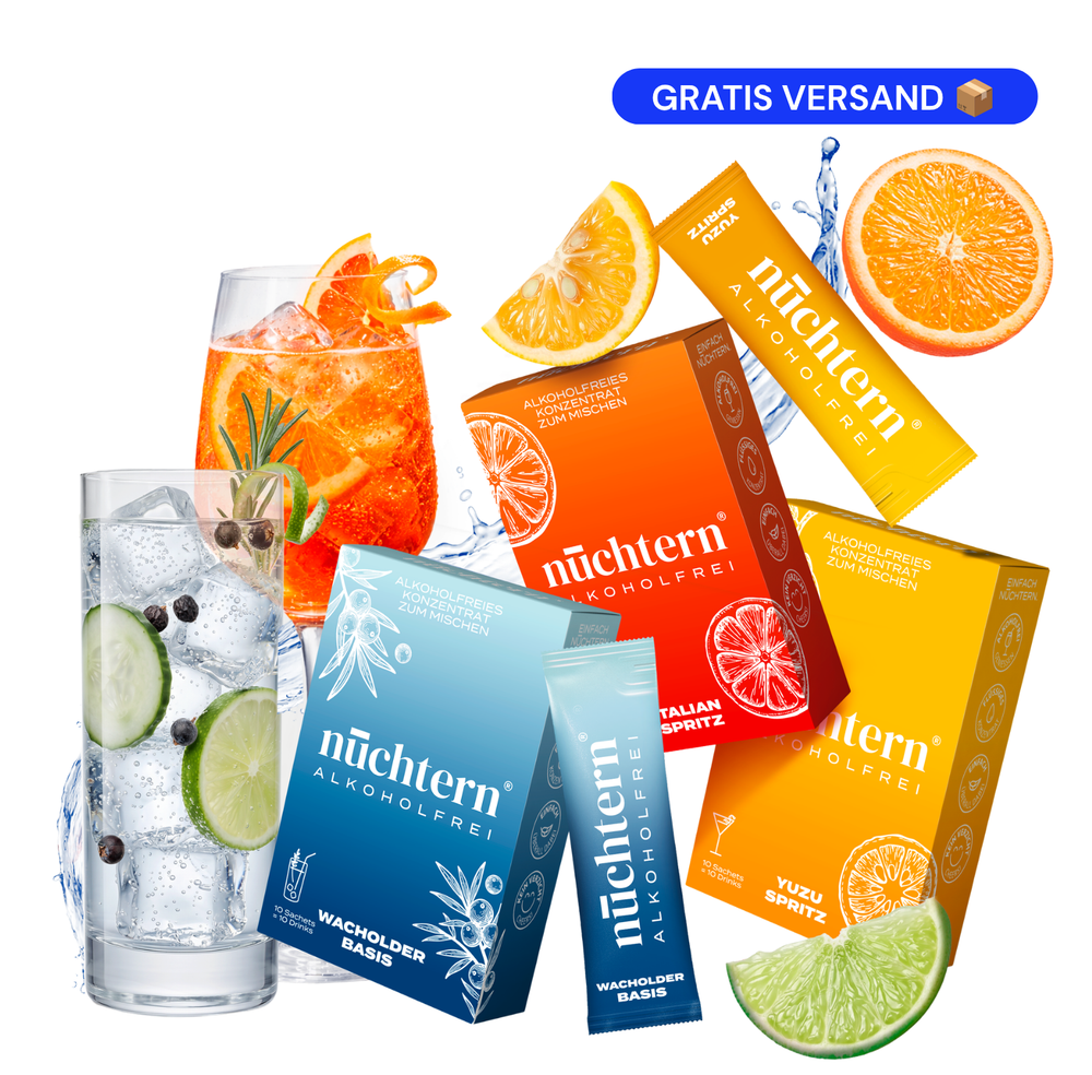 nüchtern Einsteiger Paket Alkoholfrei - 30 Drinks (Wacholder Basis, Italian und Yuzu Spritz)