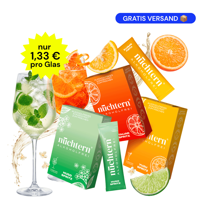 nüchtern Spritz Aperitivo Set Alkoholfrei – 30 Drinks (Hugo + Italian + Yuzu Spritz) Neukundenangebot