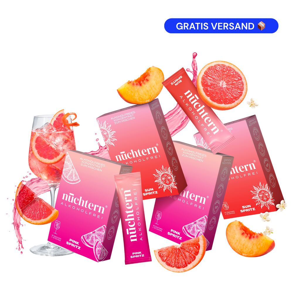 nüchtern Spritz Aperitivo Set Alkoholfrei – 40 Drinks (20 Sun Spritz + 20 Pink Spritz)