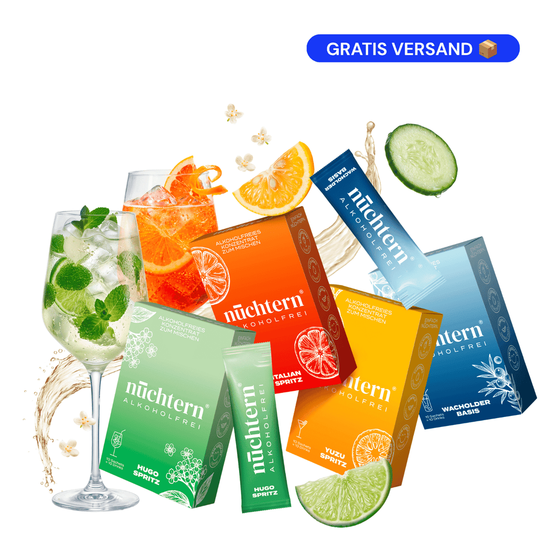 nüchtern Signature Paket Alkoholfrei – 40 Drinks (Wacholder Basis, Italian, Hugo, und Yuzu Spritz)
