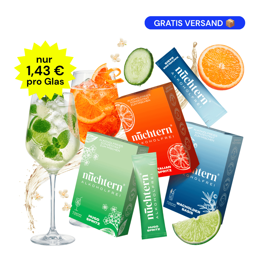 nüchtern Selection Paket Alkoholfrei – 30 Drinks (Wacholder Basis, Italian und Hugo Spritz) Neukundenangebot