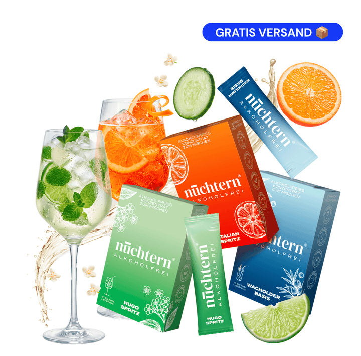 nüchtern Selection Paket Alkoholfrei – 30 Drinks (Wacholder Basis, Italian und Hugo Spritz)