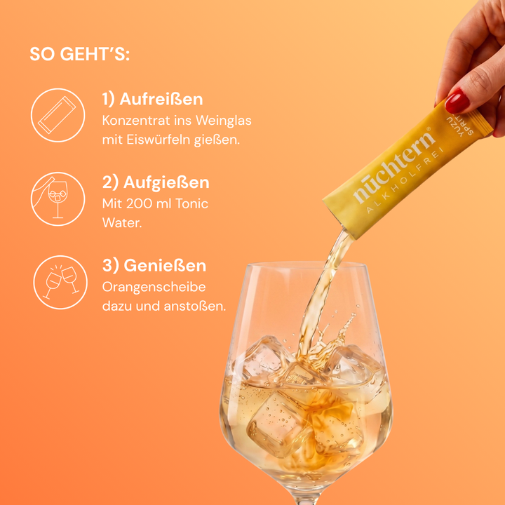 nüchtern Spritz Aperitivo Set Alkoholfrei – 30 Drinks (10 Yuzu + 10 Pink + 10 Sun Spritz)