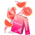 nüchtern alkoholfreier Pink Spritz – Packung mit Sachet und Spritz-Glas