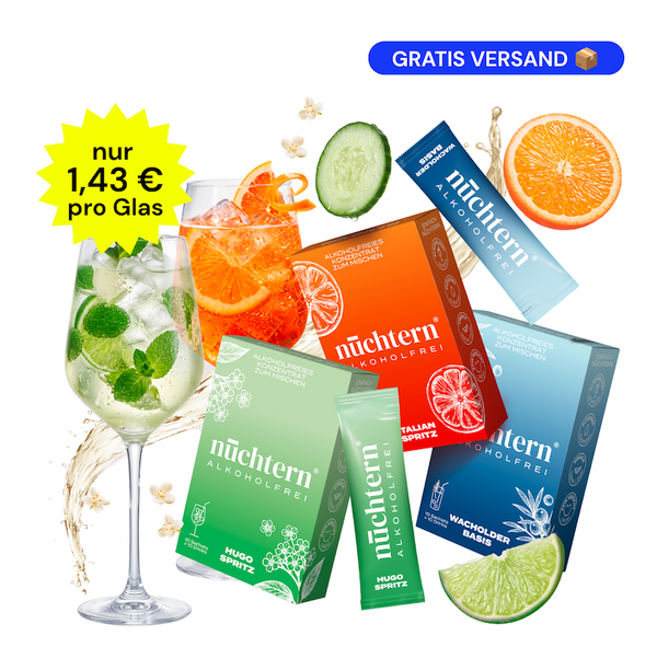 nüchtern Selection Paket Alkoholfrei – 30 Drinks (Wacholder Basis, Italian und Hugo Spritz)